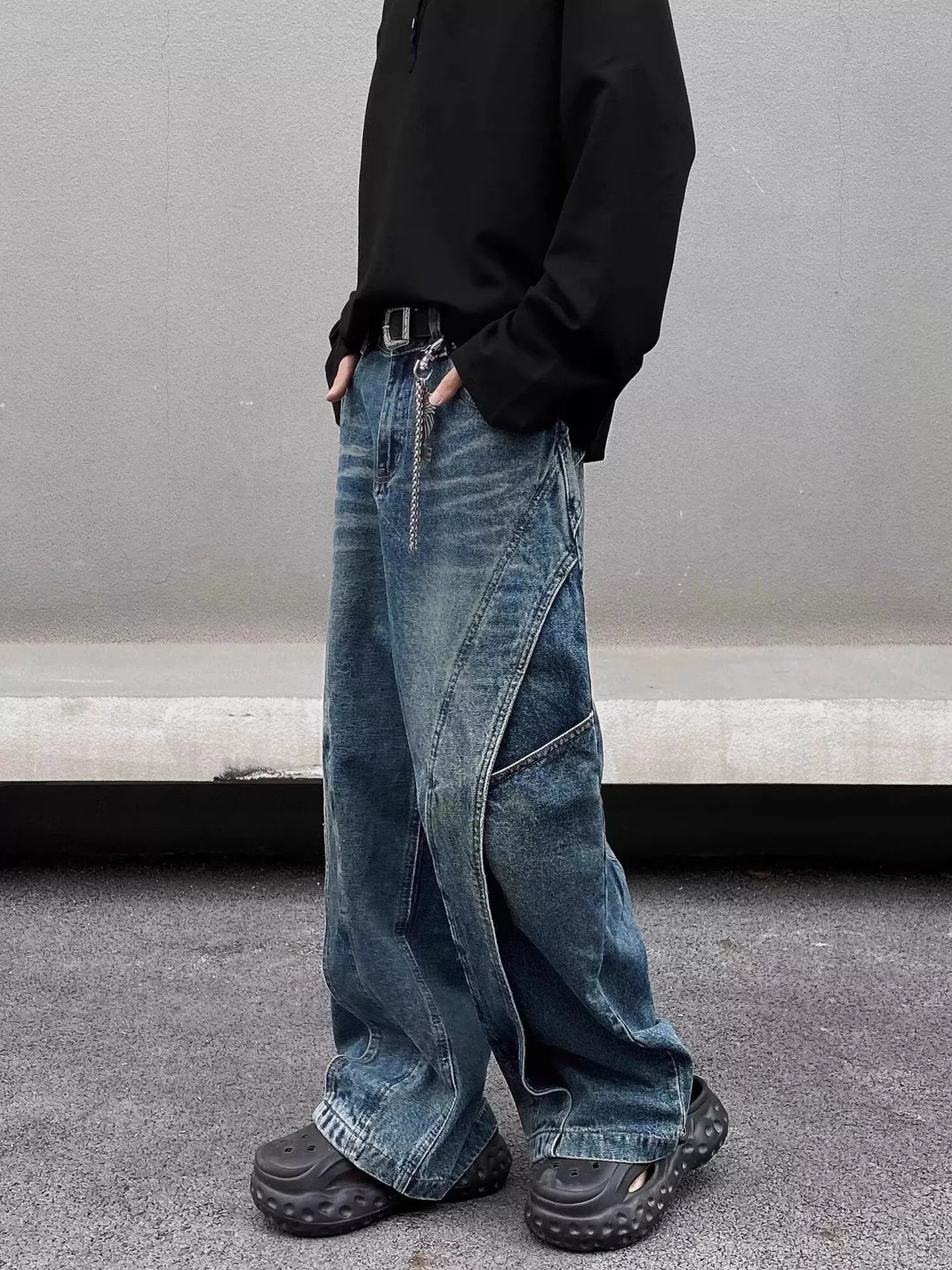 Barevici Ridge wide leg jeans men’s plus size washed denim