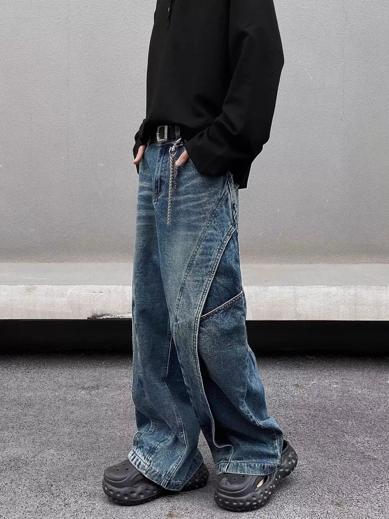Barevici Ridge wide leg jeans men’s plus size washed denim
