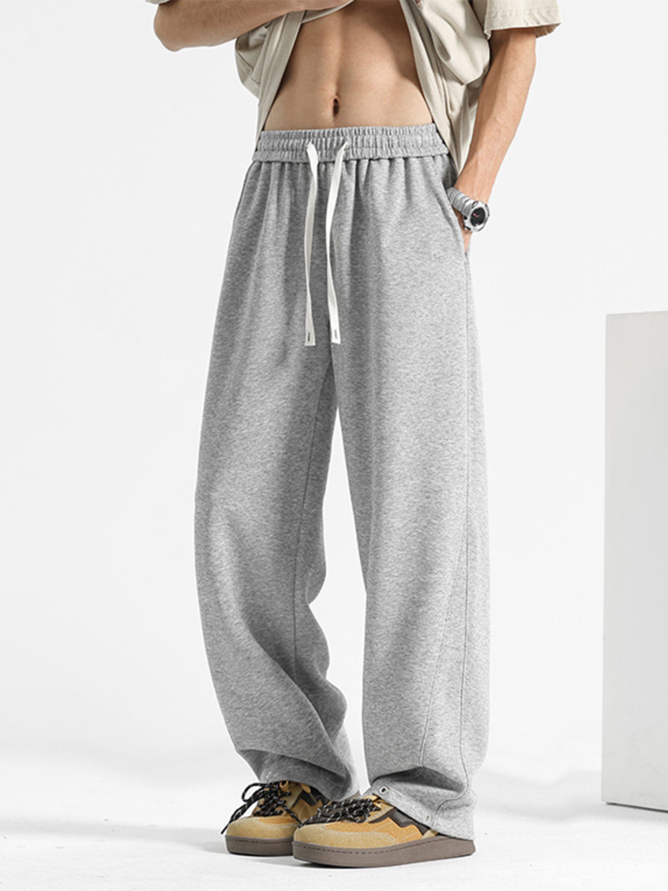 Barevici Vista drawstring pants men’s plus size relaxed casual trousers grey