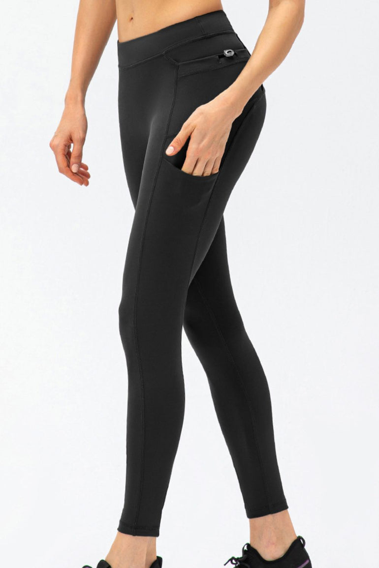 Barevici Trace pocket leggings women’s full size high waist long sports tights with side pockets in Black