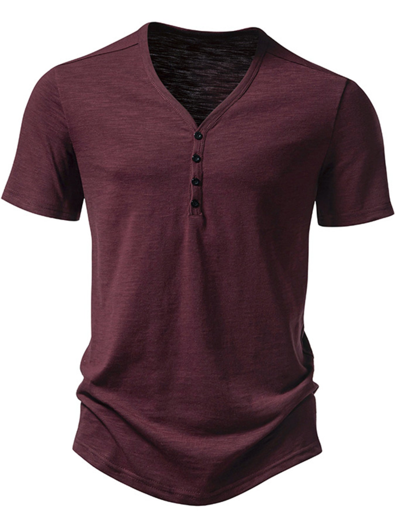 Barevici Crest button tee men’s minimalist casual t shirt burgandy