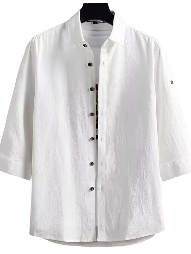 Barevici Dune short sleeve shirt men’s plus size casual button down top white