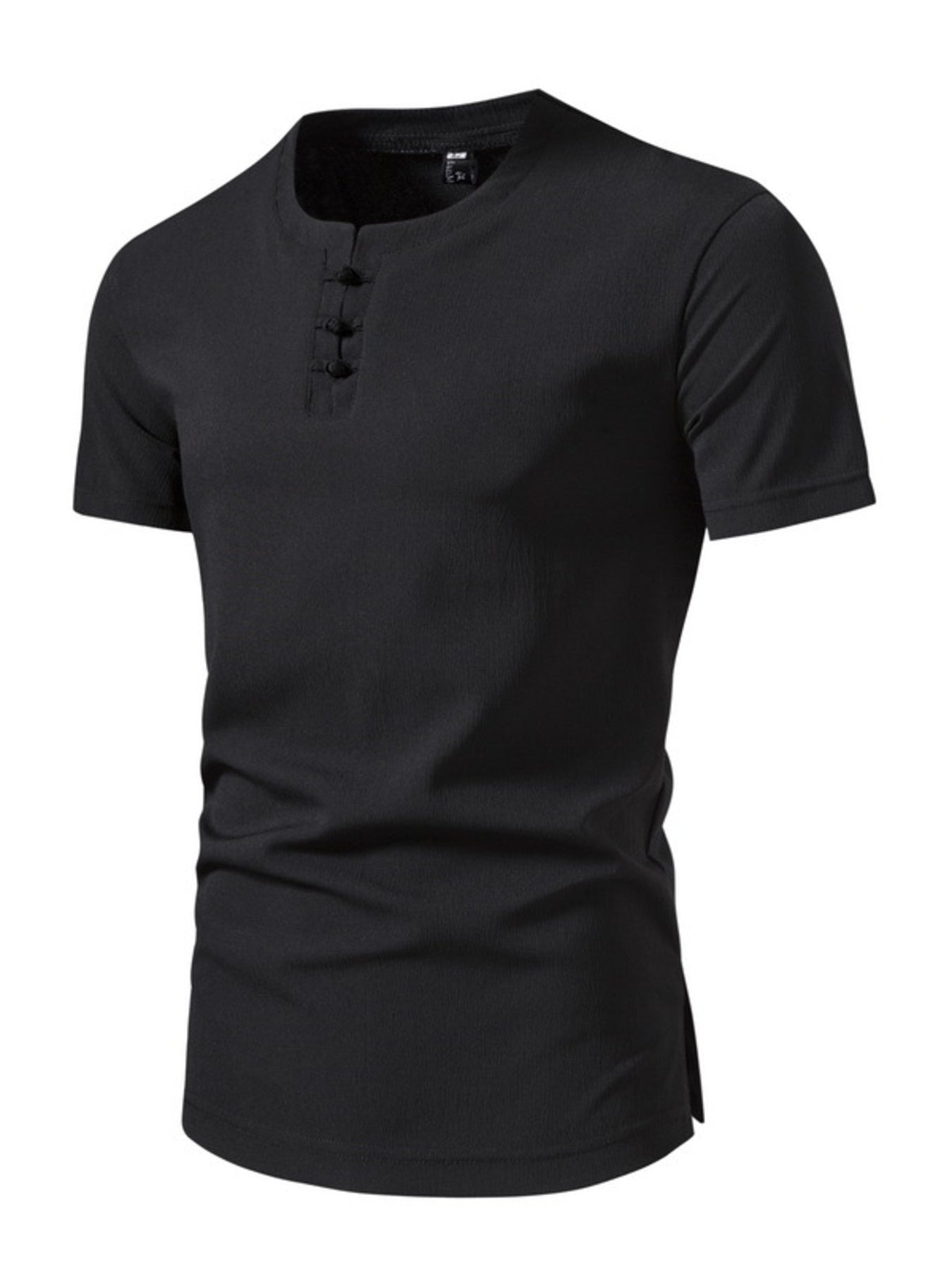 Barevici Harbor textured Henley tee men’s minimalist button detail t shirt navy