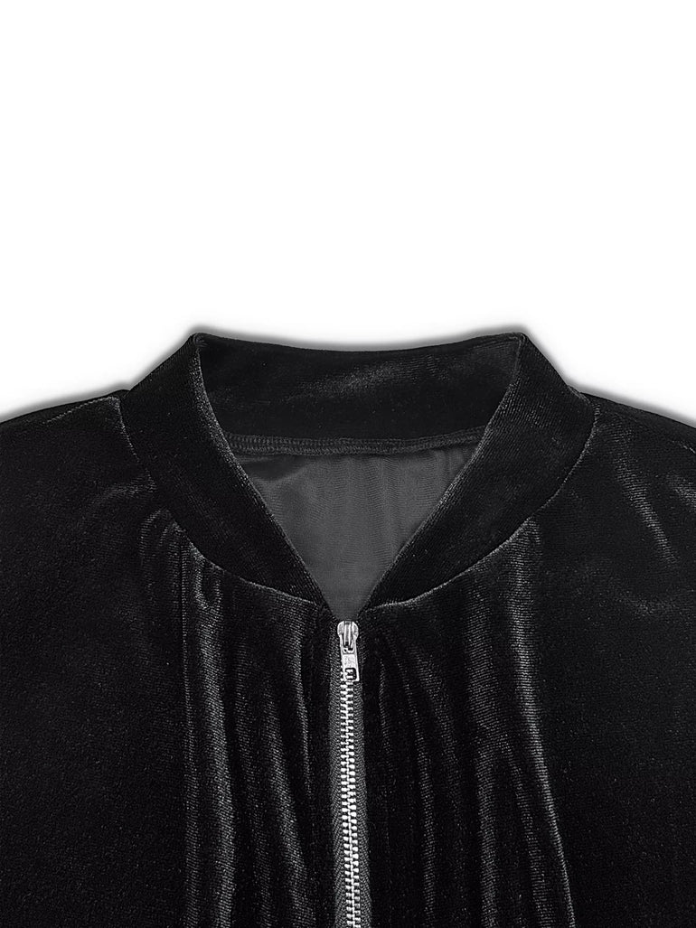 Barevici Axis zip lounge set women’s black long sleeve top and pants minimalist co ord set top front view