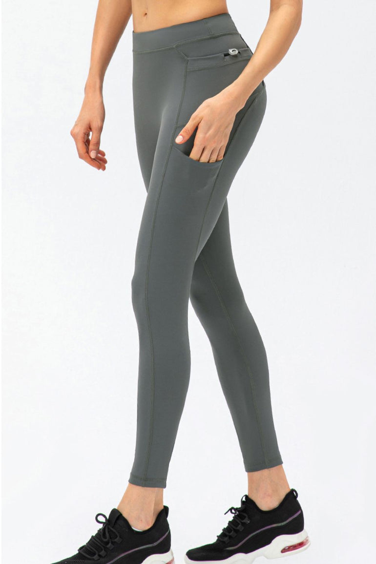 Barevici Trace pocket leggings women’s full size high waist long sports tights with side pockets in Dark Gray