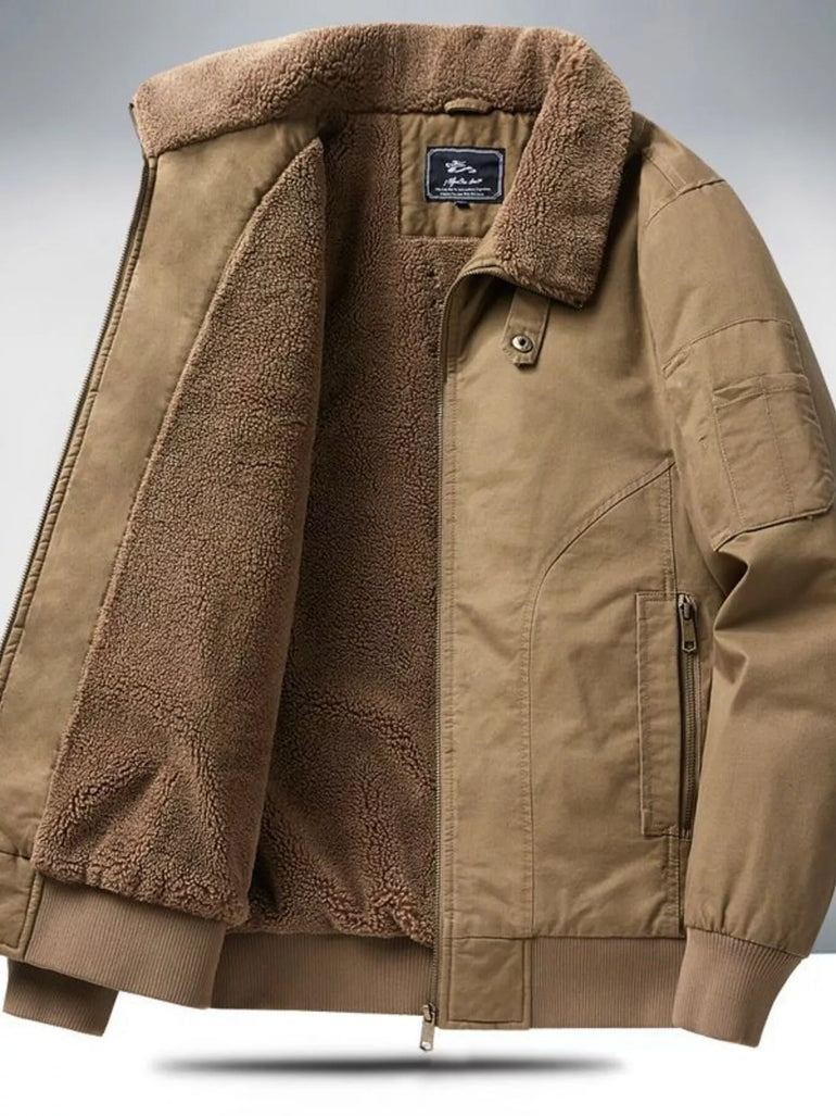 Barevici Nord sherpa lined jacket men’s minimalist warm zip up beige