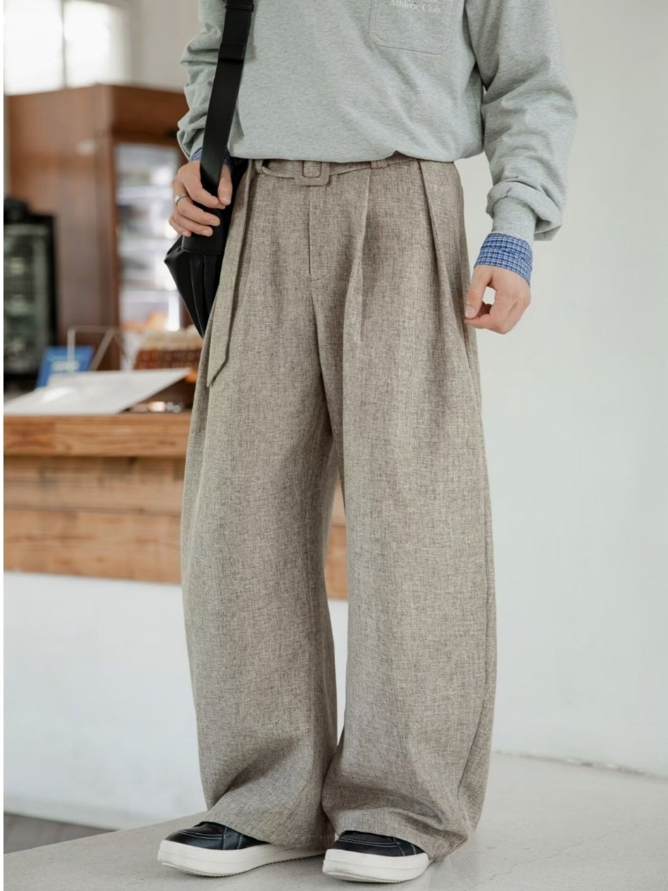 Barevici Drift wide leg pants men’s plus size casual relaxed fit khaki