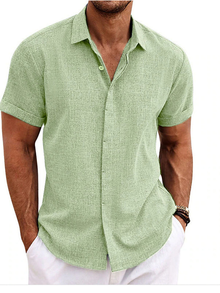 Barevici Cove short sleeve shirt men’s plus size casual button down top light green