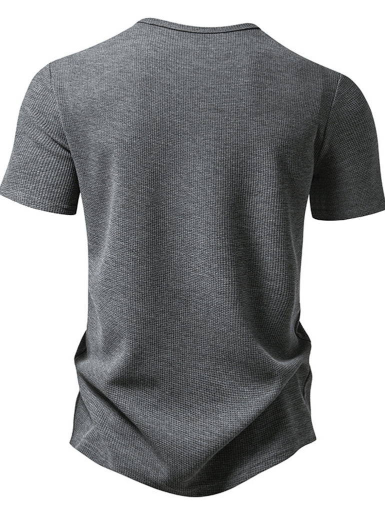 Barevici Echo button detail tee men’s minimalist short sleeve t shirt back view