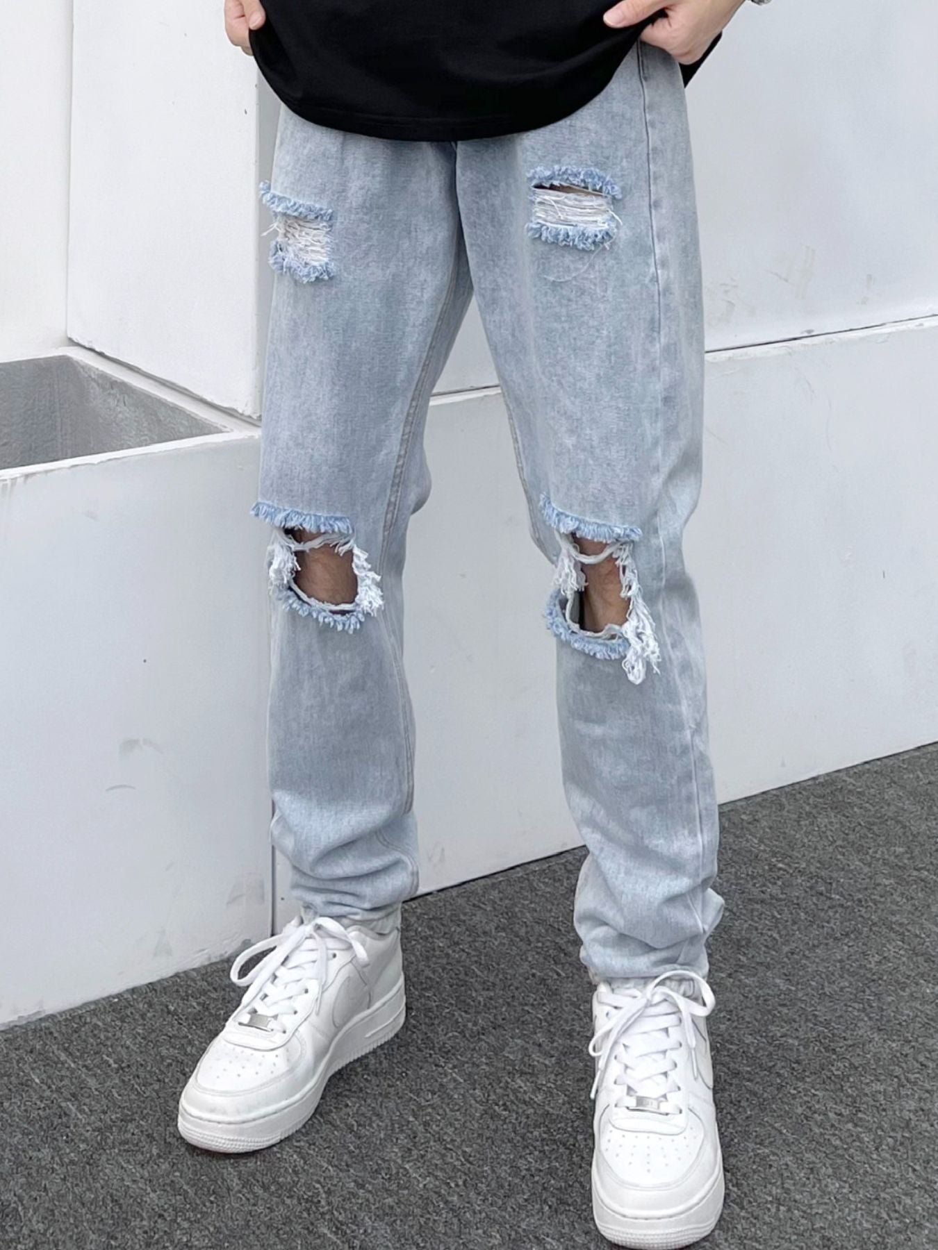 Barevici Atlas distressed slim jeans men’s plus size casual denim