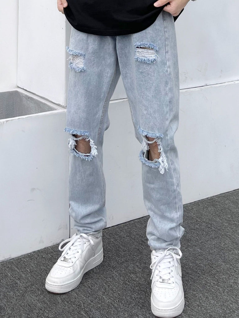 Barevici Atlas distressed slim jeans men’s plus size casual denim