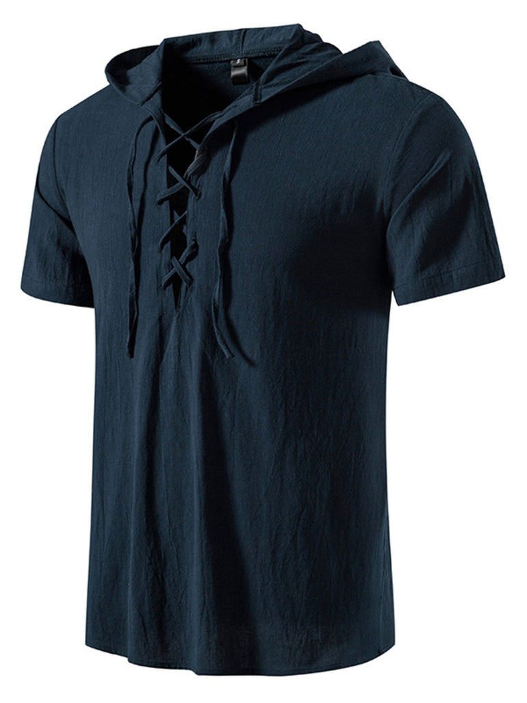 Barevici Terra lace up hooded top men’s minimalist casual pullover hoodie navy