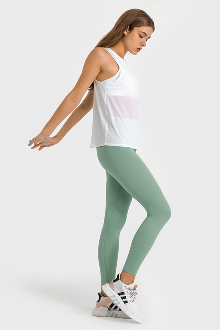 Barevici Millennia high waist yoga leggings women’s ankle length sculpting active tights in gum Leaf.
