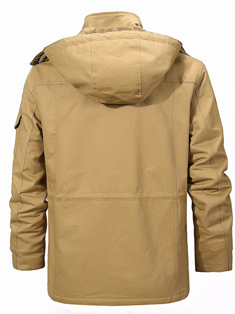 Barevici Terra fleece lined jacket men’s minimalist cozy zip up beige back view