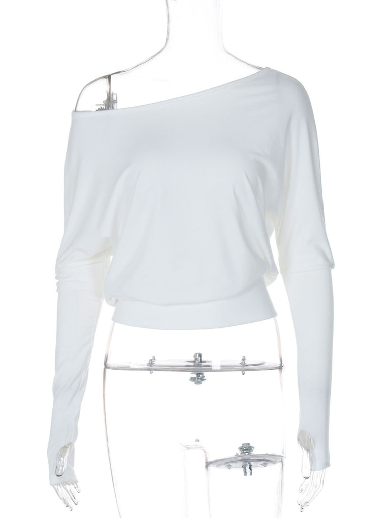 Barevici Drift boat neck tee women’s minimalist long sleeve top in white