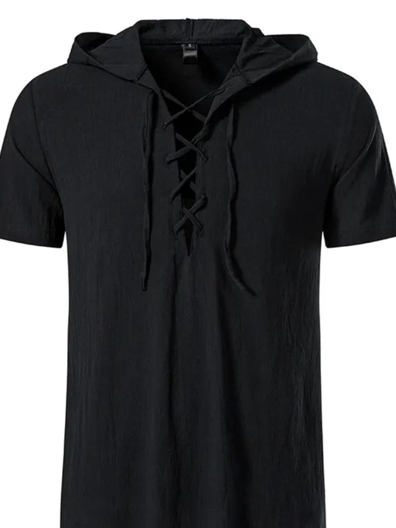 Barevici Terra lace up hooded top men’s minimalist casual pullover hoodie black