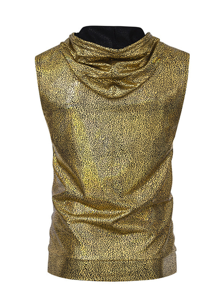 Barevici Pulse sleeveless hoodie men’s minimalist drawstring hooded top gold back view