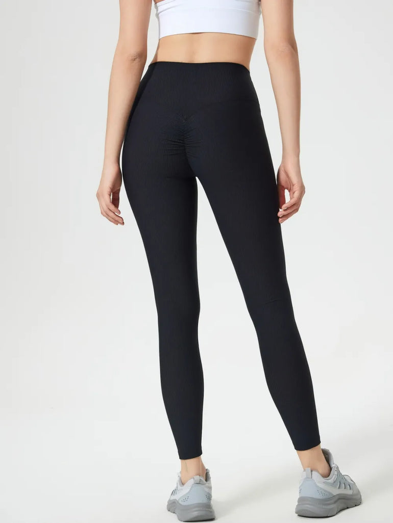 Barevici Millennia high waist leggings women’s sculpting minimalist active tights, black back view