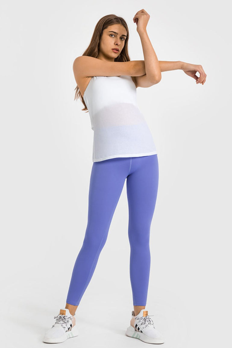 Barevici Millennia high waist yoga leggings women’s ankle length sculpting active tights in Blue Purple.