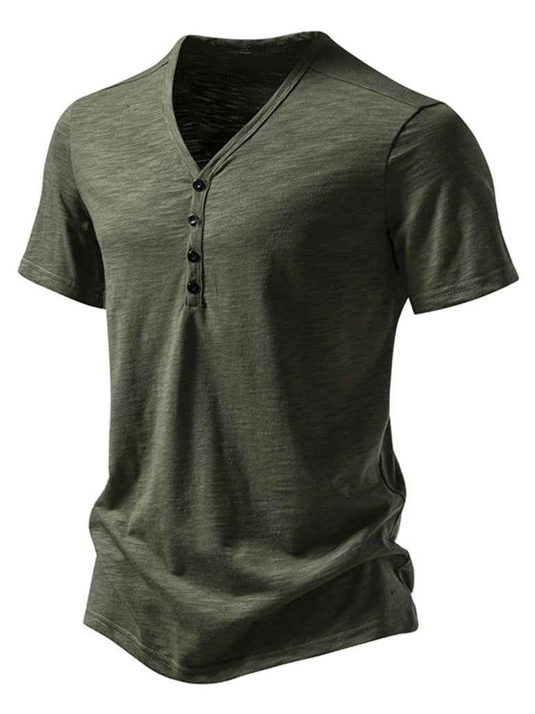 Barevici Crest button tee men’s minimalist casual t shirt dark grey