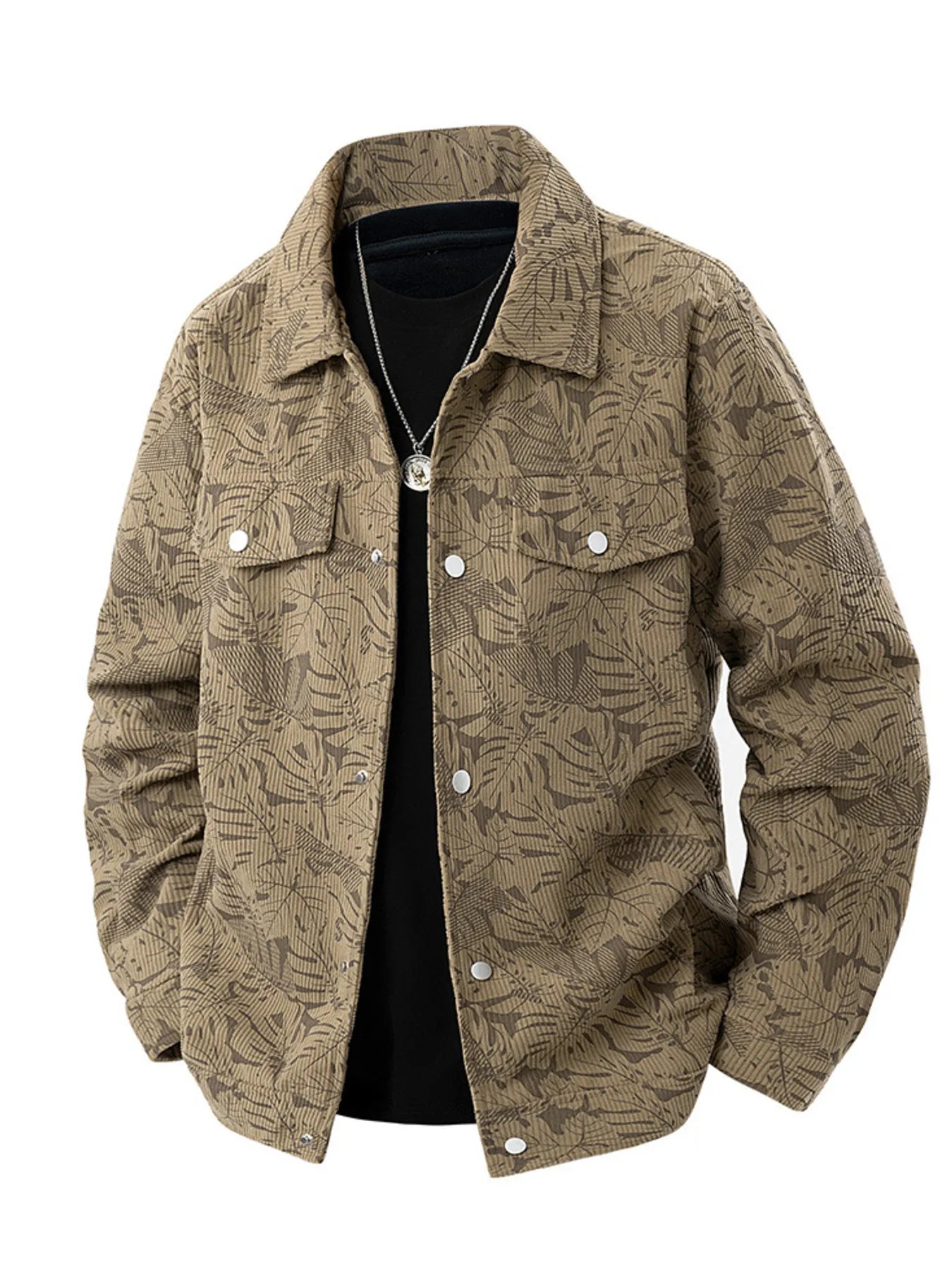 Barevici Turin corduroy jacket men’s plus size snap down casual layer coffee
