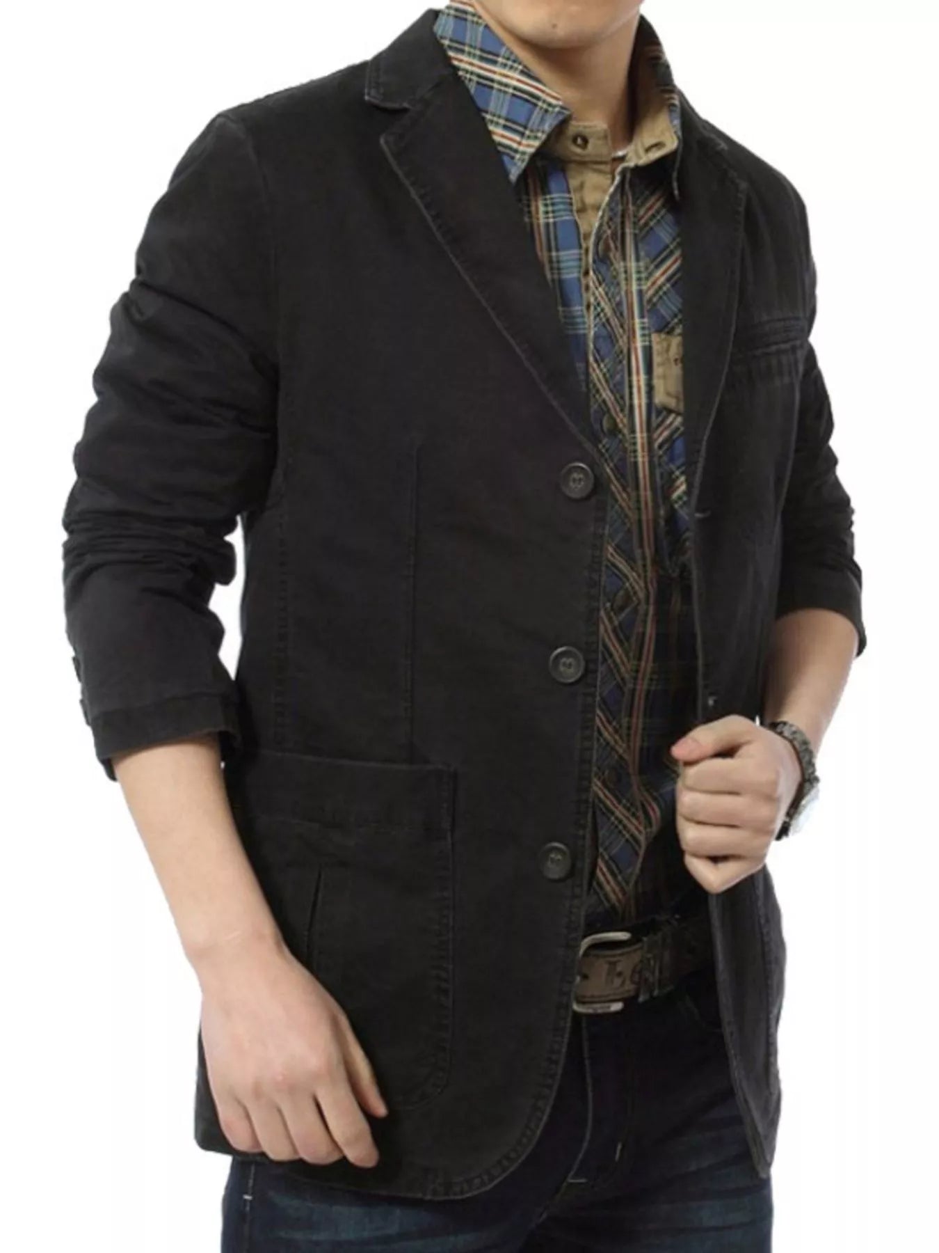Barevici Sterling blazer men’s plus size casual lapel jacket black