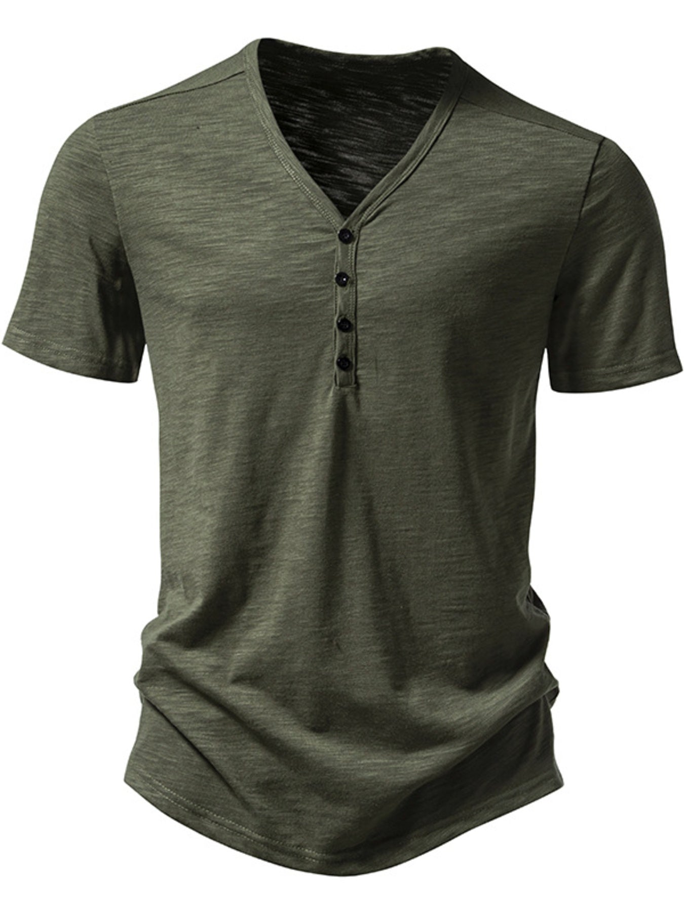 Barevici Crest button tee men’s minimalist casual t shirt dark grey