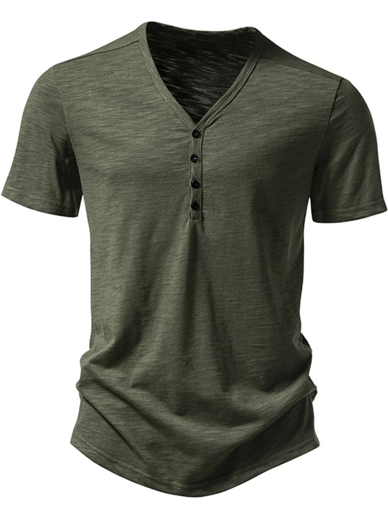 Barevici Crest button tee men’s minimalist casual t shirt dark grey