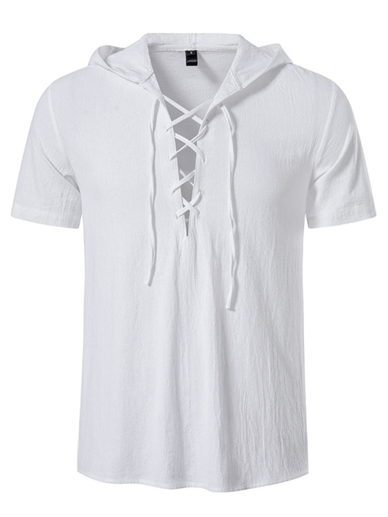 Barevici Terra lace up hooded top men’s minimalist casual pullover hoodie white