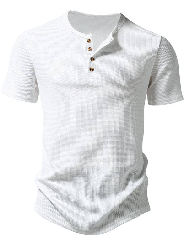 Barevici Echo button detail tee men’s minimalist short sleeve t shirt white
