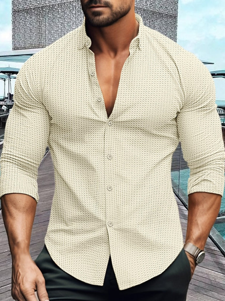 Barevici Lisbon short sleeve shirt men’s plus size casual button down top white