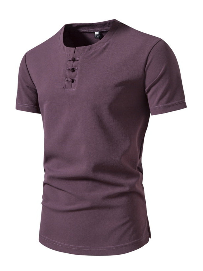 Barevici Harbor textured Henley tee men’s minimalist button detail t shirt