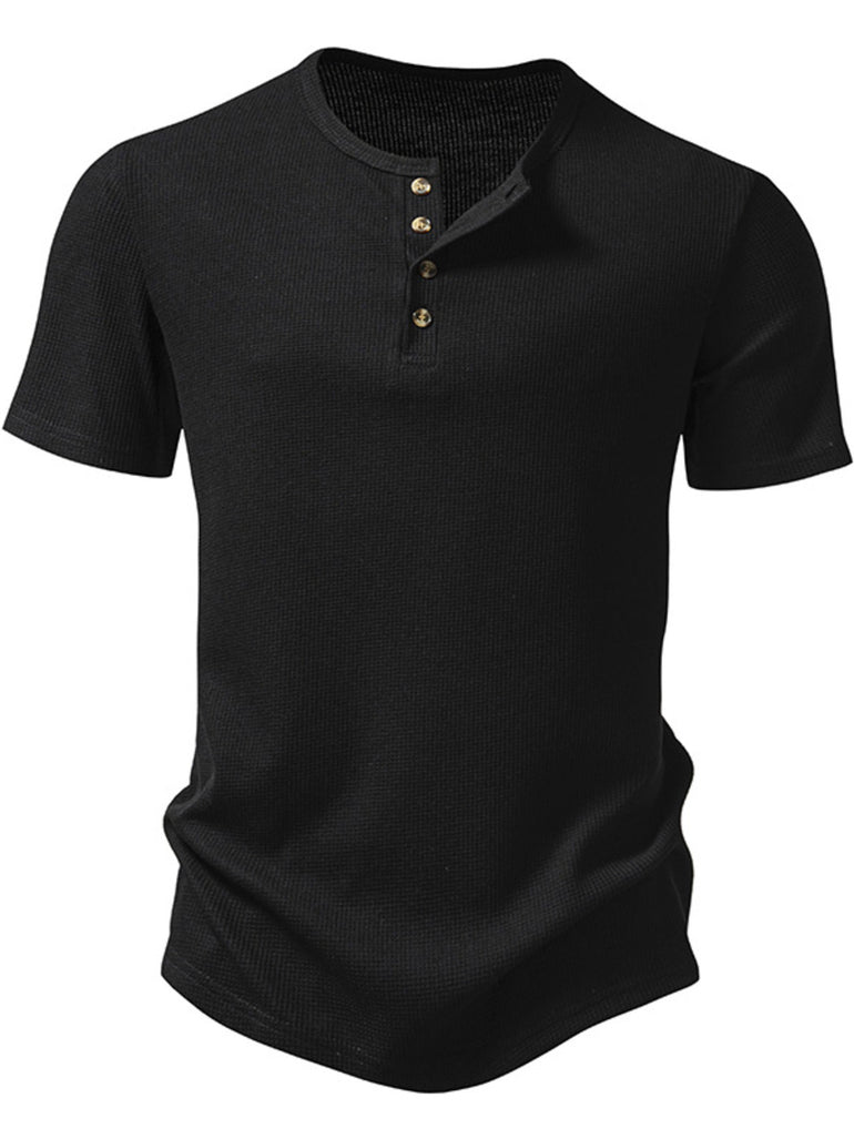 Barevici Echo button detail tee men’s minimalist short sleeve t shirt black