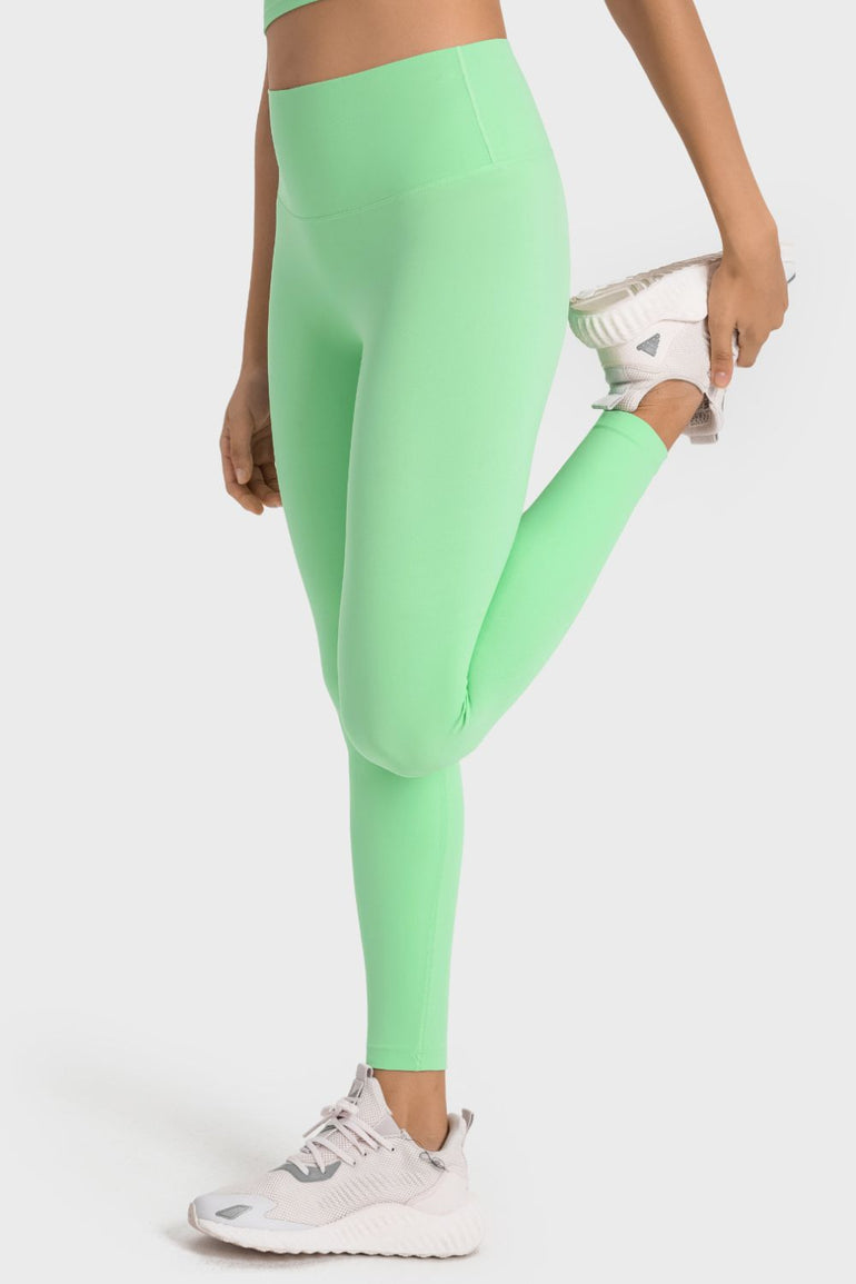 Barevici Millennia wideband yoga leggings women’s high rise sculpting tights in Gum Leaf.