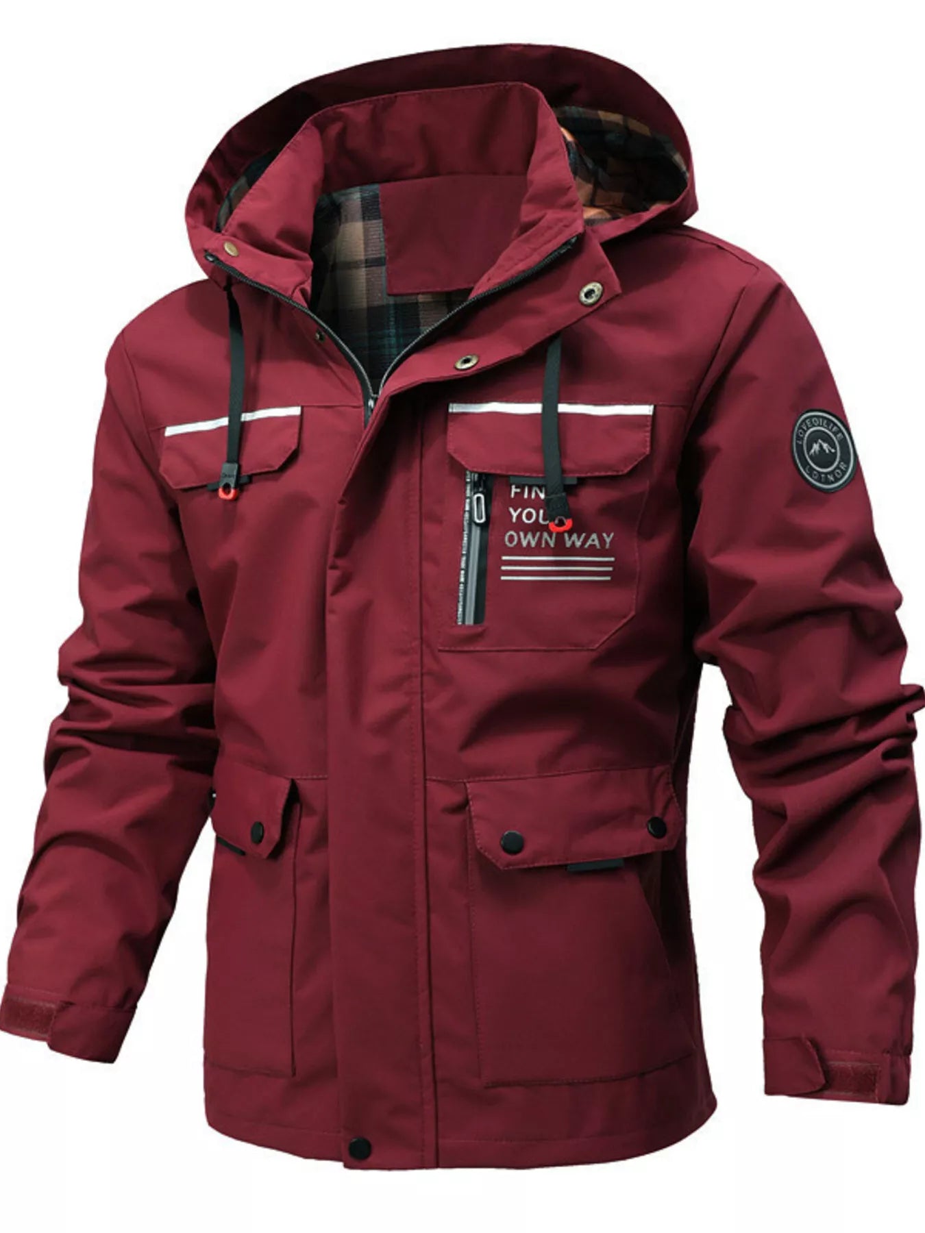 Barevici Alpine snap down puffer jacket men’s minimalist plus size winter coat red