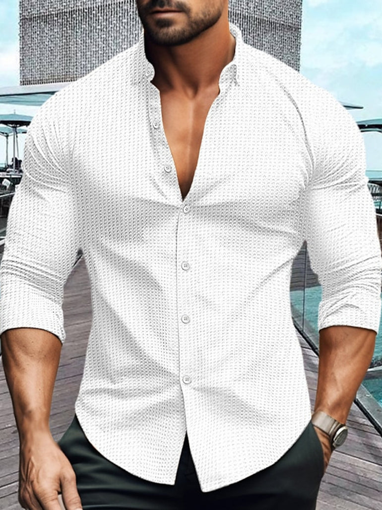 Barevici Lisbon short sleeve shirt men’s plus size casual button down top white