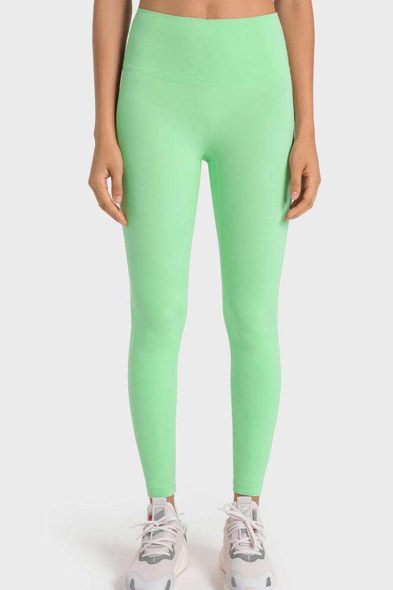Barevici Millennia wideband yoga leggings women’s high rise sculpting tights in Gum Leaf.
