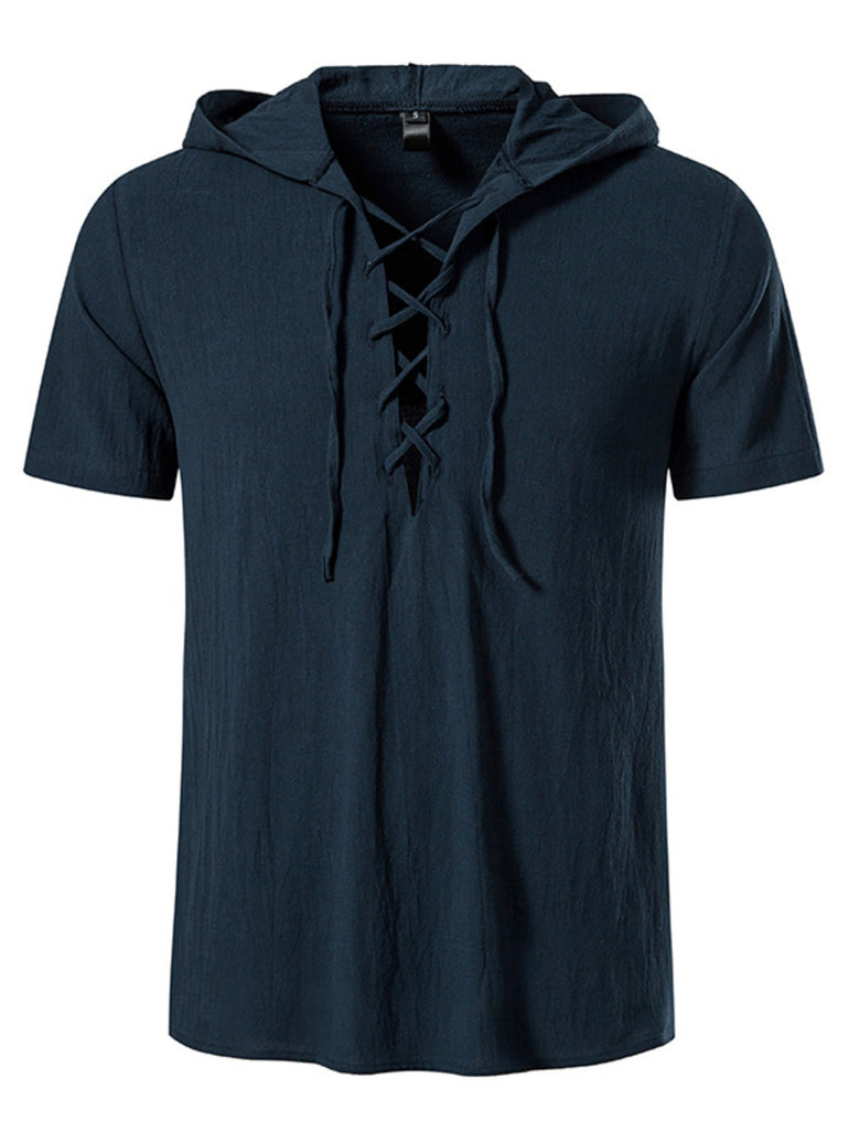 Barevici Terra lace up hooded top men’s minimalist casual pullover hoodie navy