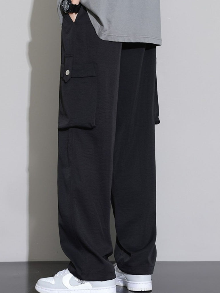 Barevici Transit cargo pants men’s plus size relaxed drawstring trousers black back view